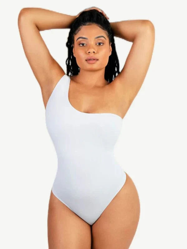 CurvyPower | UK bodysuit White / XS/S Waist-Sculpting Tummy Control One-Shoulder Shapewear Bodysuit