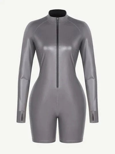 CurvyPower | UK Jumpsuit Long Sleeve Shaping Sauna Suit with Front Zipper