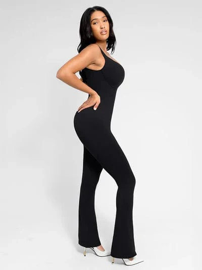CurvyPower | UK Jumpsuit Low Back Tummy Control Flared Jumpsuit