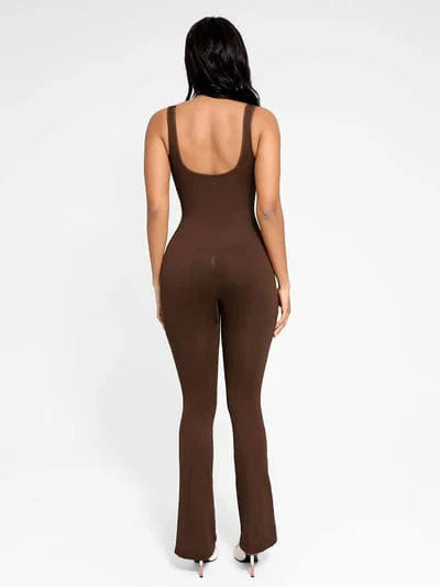 CurvyPower | UK Jumpsuit Low Back Tummy Control Flared Jumpsuit