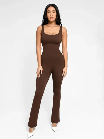 CurvyPower | UK Jumpsuit Low Back Tummy Control Flared Jumpsuit