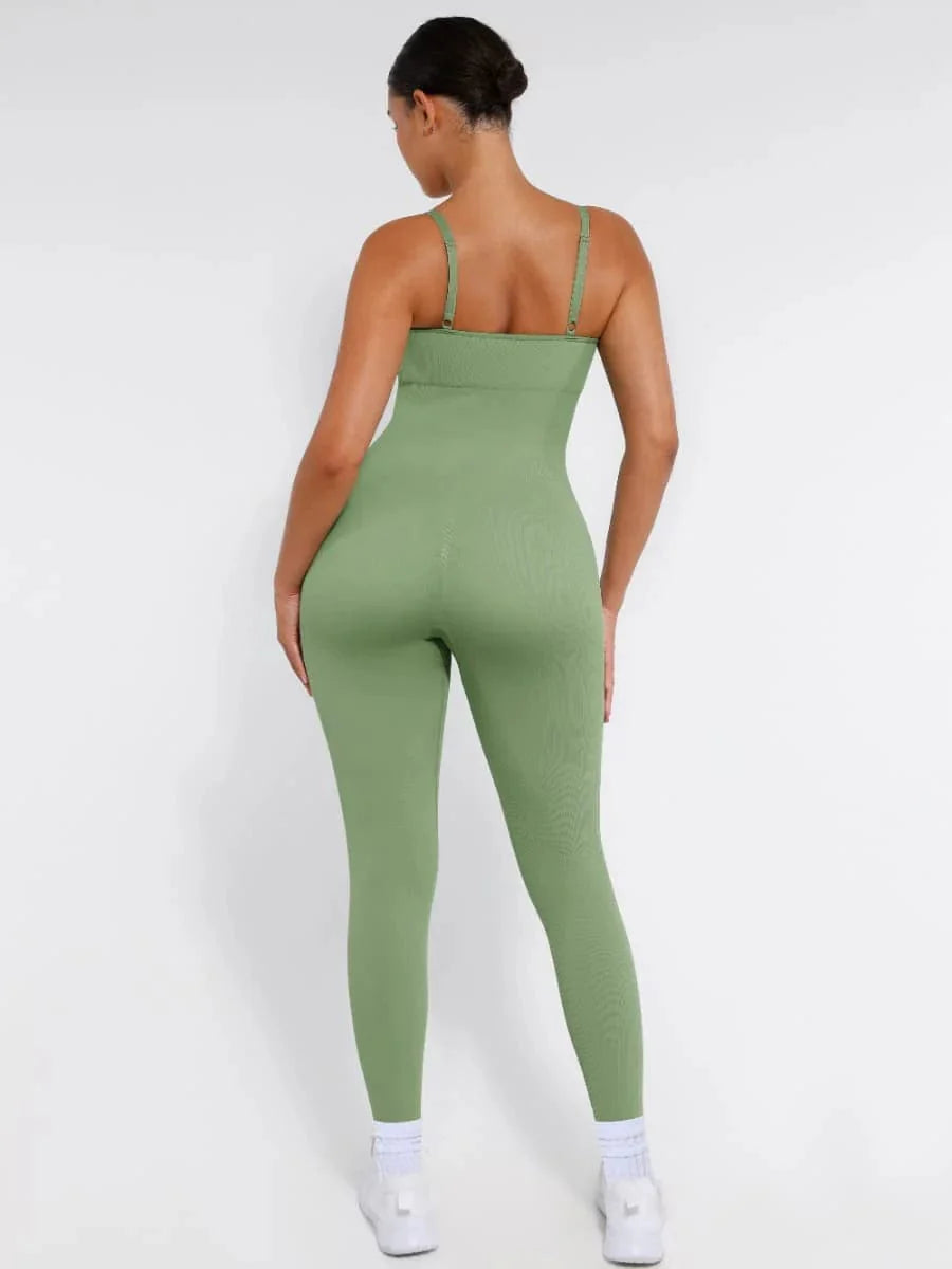 CurvyPower | UK Jumpsuit Ribbed Plus Size Bodycon Jumpsuits Shaper with Removable Pads