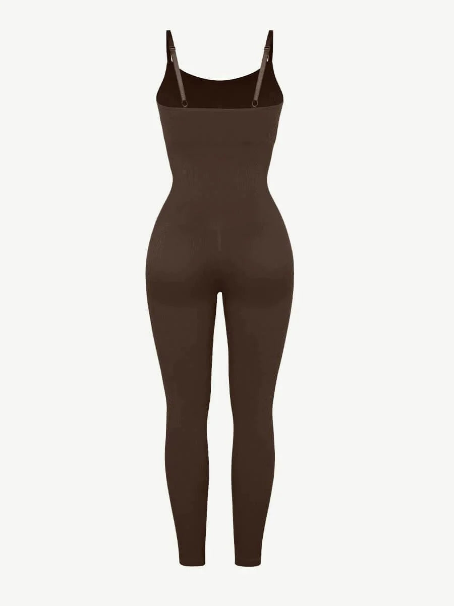 CurvyPower | UK Jumpsuit Ribbed Plus Size Bodycon Jumpsuits Shaper with Removable Pads