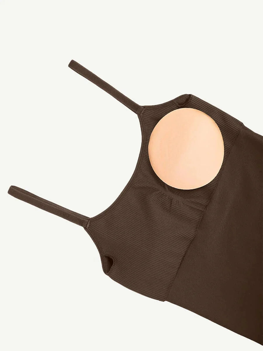 CurvyPower | UK Jumpsuit Ribbed Plus Size Bodycon Jumpsuits Shaper with Removable Pads