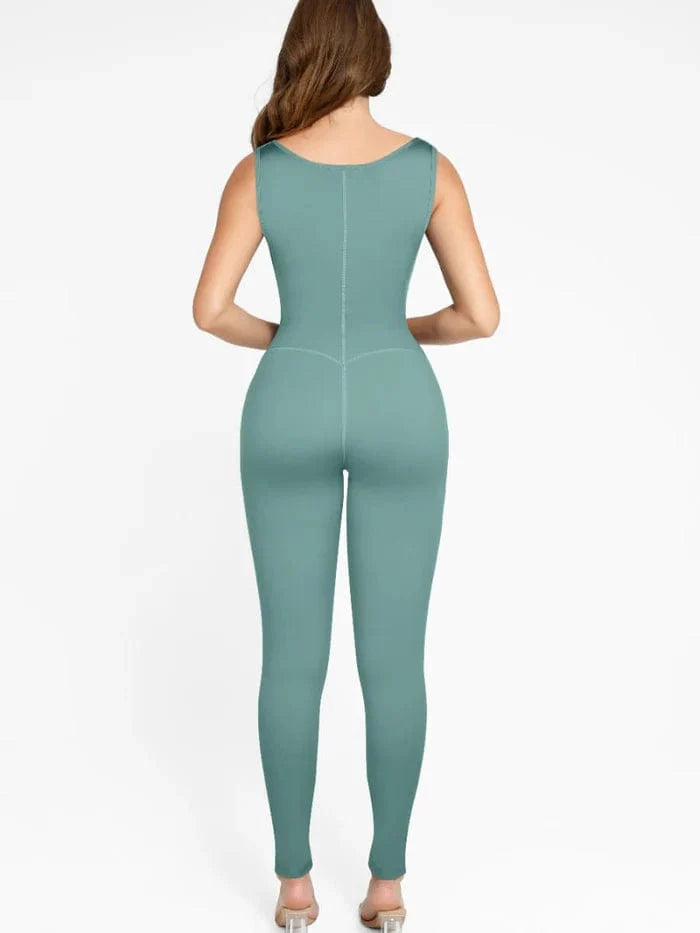 CurvyPower | UK Jumpsuit Sports Sauna Shaping Jumpsuit with Front Zipper and Slit