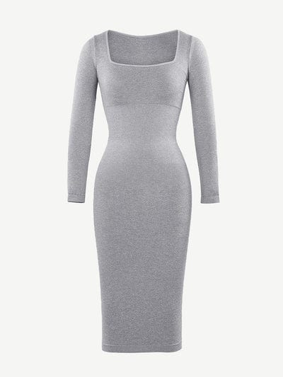 CurvyPower | UK Maxi Dress Long Sleeve Tummy Control Bodycon Maxi Dress
