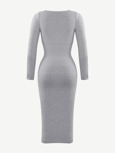CurvyPower | UK Maxi Dress Long Sleeve Tummy Control Bodycon Maxi Dress