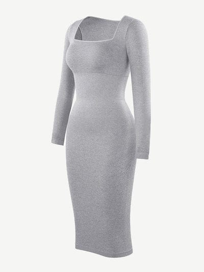 CurvyPower | UK Maxi Dress Long Sleeve Tummy Control Bodycon Maxi Dress