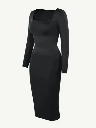 CurvyPower | UK Maxi Dress Long Sleeve Tummy Control Bodycon Maxi Dress
