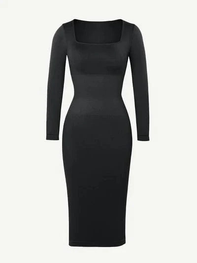 CurvyPower | UK Maxi Dress Long Sleeve Tummy Control Bodycon Maxi Dress