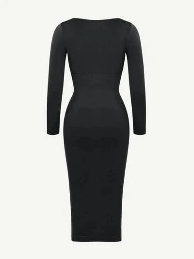 CurvyPower | UK Maxi Dress Long Sleeve Tummy Control Bodycon Maxi Dress