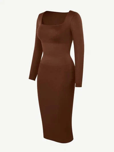CurvyPower | UK Maxi Dress Long Sleeve Tummy Control Bodycon Maxi Dress