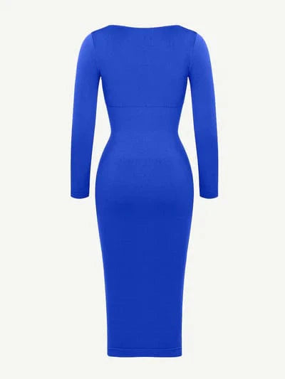 CurvyPower | UK Maxi Dress Long Sleeve Tummy Control Bodycon Maxi Dress