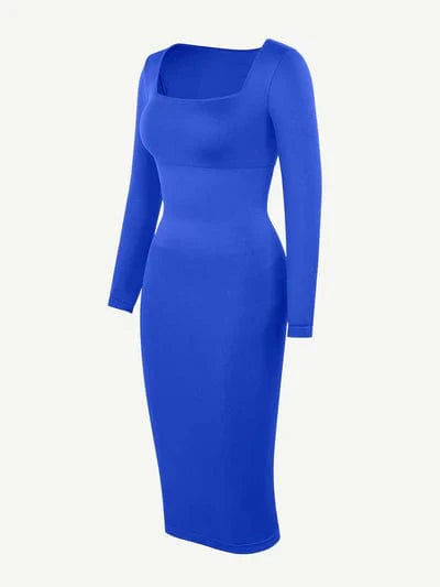 CurvyPower | UK Maxi Dress Long Sleeve Tummy Control Bodycon Maxi Dress