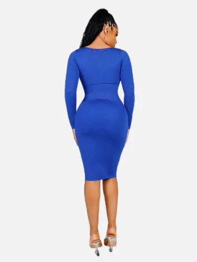 CurvyPower | UK Maxi Dress Long Sleeve Tummy Control Bodycon Maxi Dress