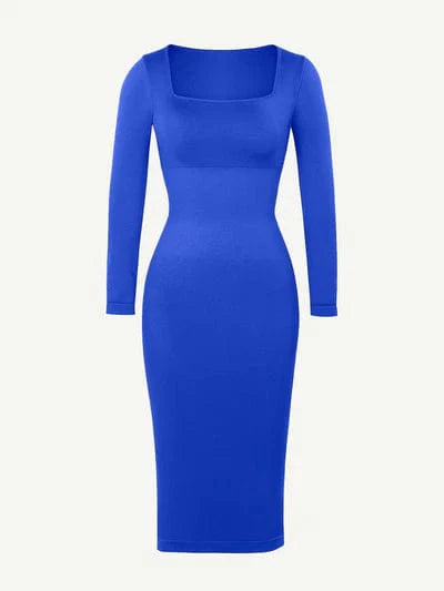 CurvyPower | UK Maxi Dress Long Sleeve Tummy Control Bodycon Maxi Dress