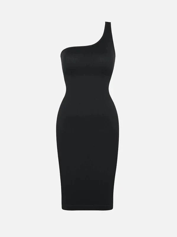 CurvyPower | UK Midi Dress Midi Dress One-Shoulder and Waist Cinching Shapewear