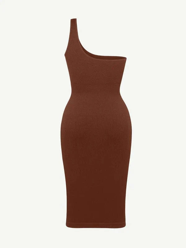 CurvyPower | UK Midi Dress Midi Dress One-Shoulder and Waist Cinching Shapewear