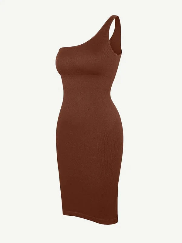 CurvyPower | UK Midi Dress Midi Dress One-Shoulder and Waist Cinching Shapewear
