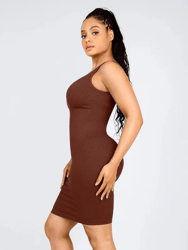 CurvyPower | UK Midi Dress Midi Dress One-Shoulder and Waist Cinching Shapewear