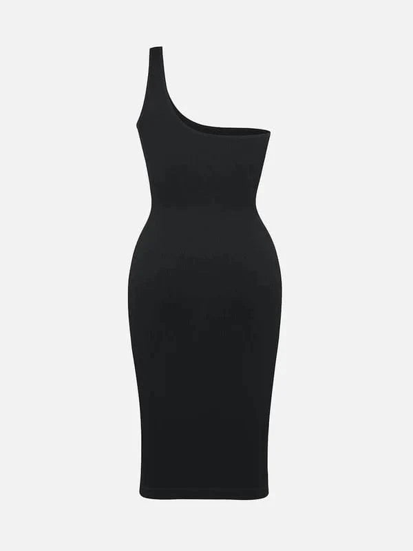 CurvyPower | UK Midi Dress Summer One Shoulder Tight Bodycon Midi Dress With Built In Bra