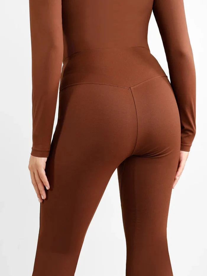 CurvyPower | UK Pants High Waist Flare Pants with Tummy Control and Split Hem Shapewear