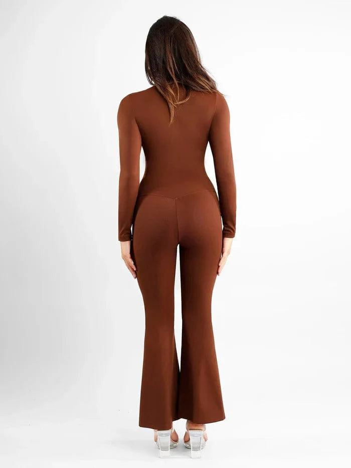 CurvyPower | UK Pants High Waist Flare Pants with Tummy Control and Split Hem Shapewear