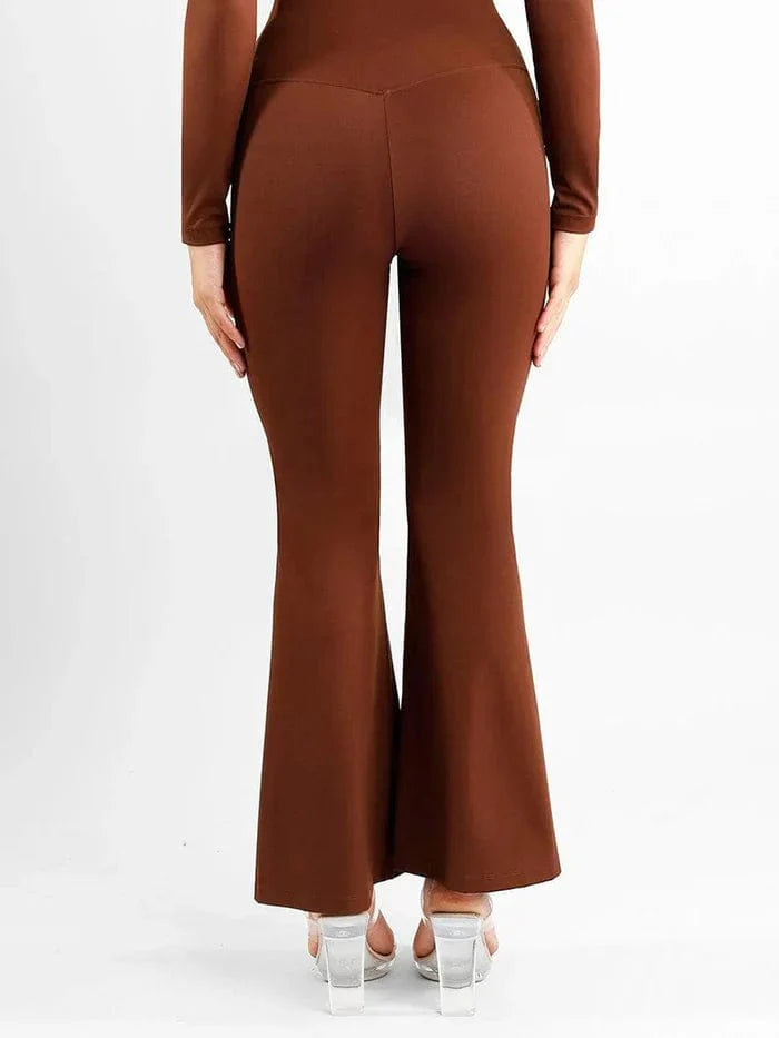 CurvyPower | UK Pants High Waist Flare Pants with Tummy Control and Split Hem Shapewear