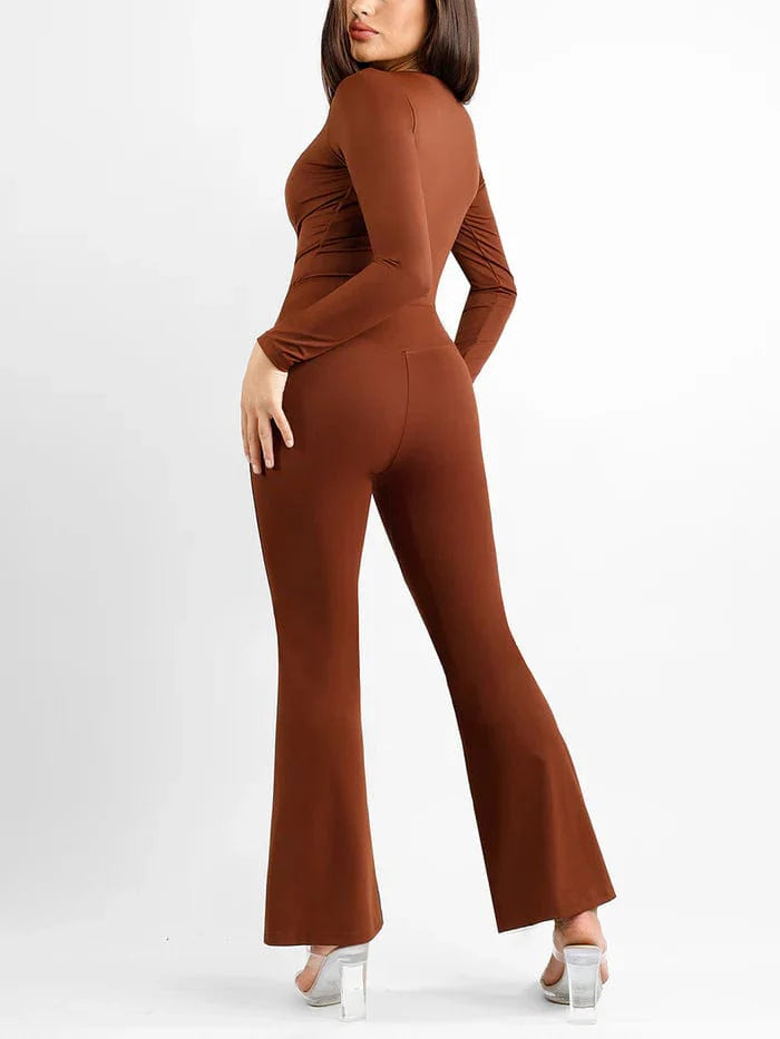 CurvyPower | UK Pants High Waist Flare Pants with Tummy Control and Split Hem Shapewear