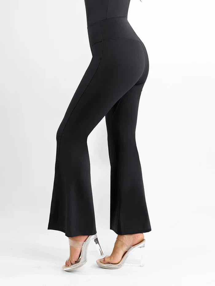 CurvyPower | UK Pants High Waist Flare Pants with Tummy Control and Split Hem Shapewear