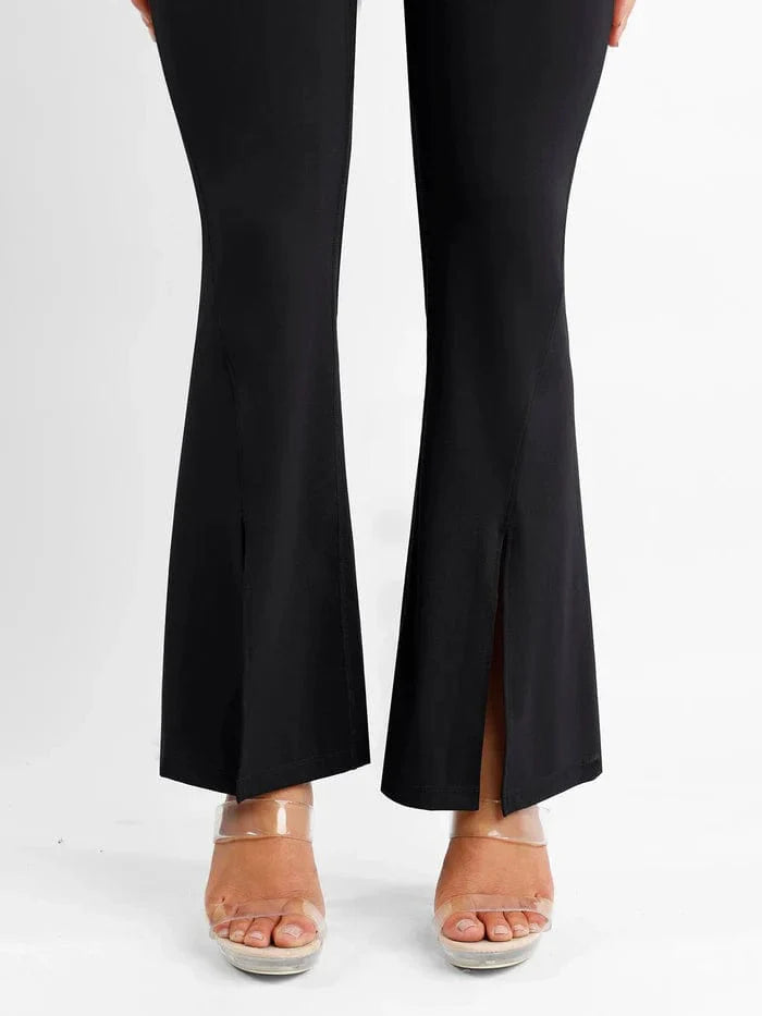 CurvyPower | UK Pants High Waist Flare Pants with Tummy Control and Split Hem Shapewear