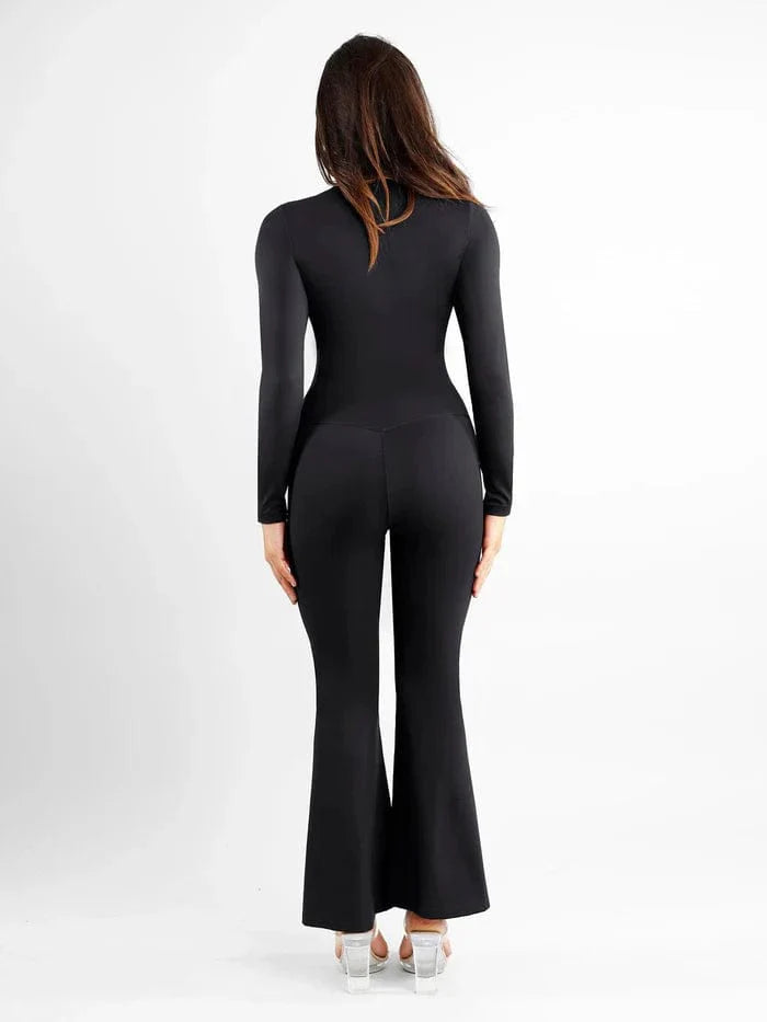 CurvyPower | UK Pants High Waist Flare Pants with Tummy Control and Split Hem Shapewear