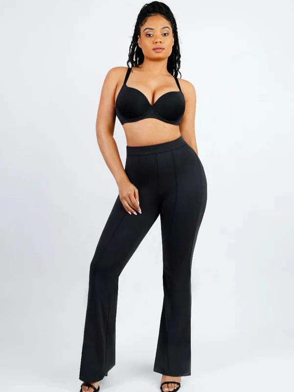 CurvyPower | UK Pants High-Waisted Flare Pants with Tummy Control and Leg Shaping
