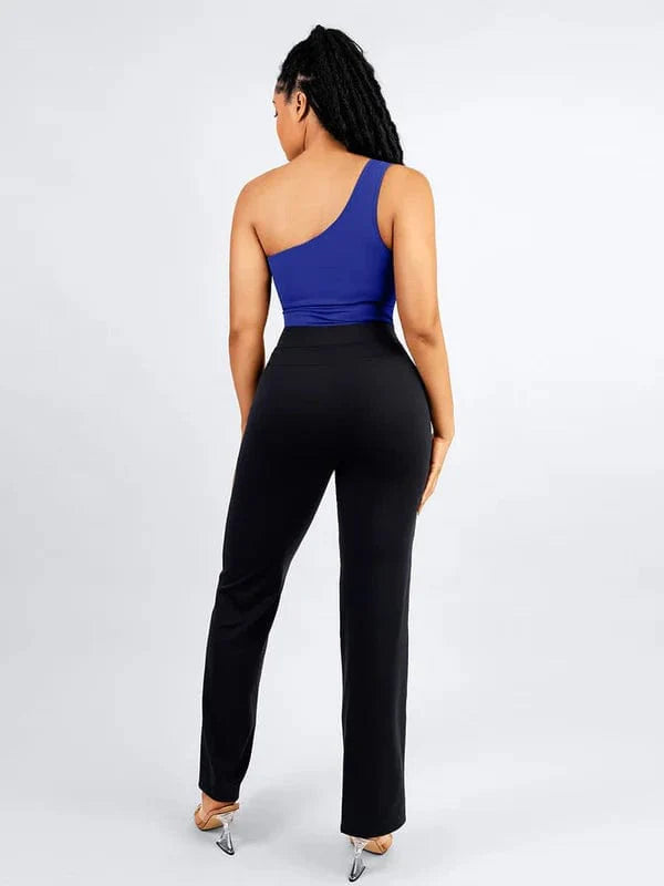 CurvyPower | UK Pants Straight-Leg Pants with Built-In Shaping Shorts for Waist Trimming