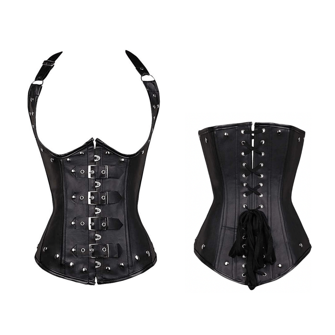 CurvyPower | UK Shapewear Women's Gothic Rivets Halter Top Underbust Corsets