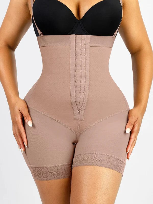 CurvyPower | UK Waist Trainer Beige / S Elegant Lace Waist Trainer Compression Shapewear Shorts