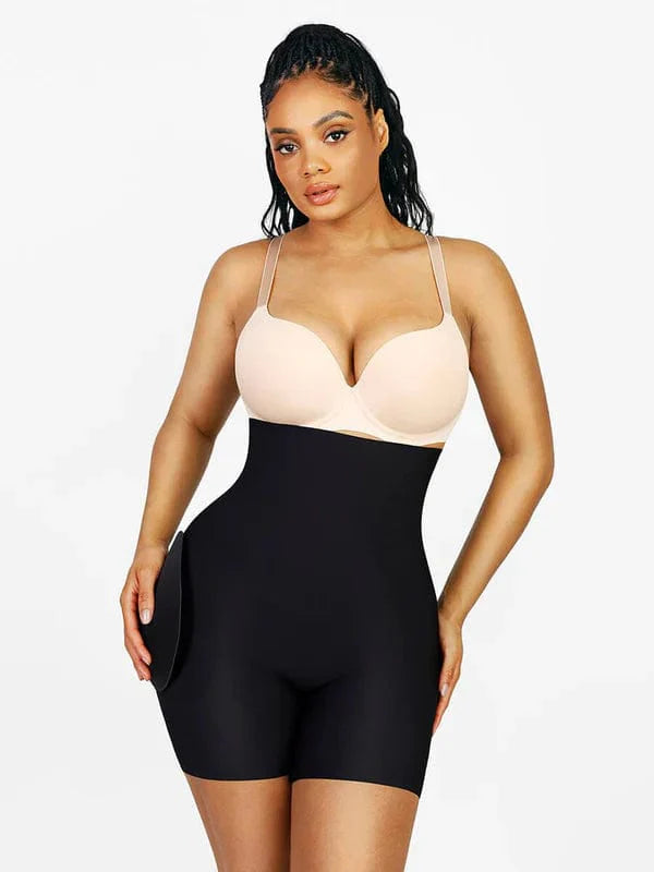 CurvyPower | UK Waist Trainer Black / S High Waist Trainer Shaping Short Butt Lift with Removable Hip Pads
