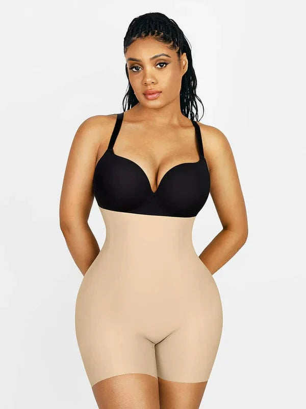 CurvyPower | UK Waist Trainer Seamless High Waist Bum Lifting Shapewear Shorts with Removable Hip Pads