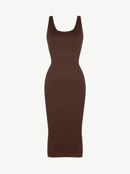 CurvyPower | UK Bodycon Deep V Neck Bodycon Shaping Midi Dress with Removable Pads