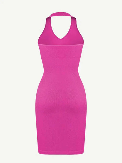 CurvyPower | UK Bodycon Halter Neck Shapewear Bodycon Midi Dress