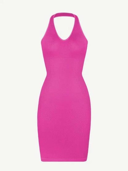 CurvyPower | UK Bodycon Halter Neck Shapewear Bodycon Midi Dress