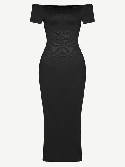 CurvyPower | UK Bodycon Short Sleeve Bodycon Shapewear Midi Dress