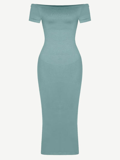 CurvyPower | UK Bodycon Short Sleeve Bodycon Shapewear Midi Dress