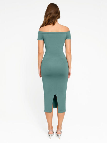 CurvyPower | UK Bodycon Short Sleeve Bodycon Shapewear Midi Dress
