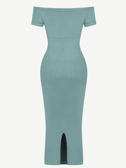 CurvyPower | UK Bodycon Short Sleeve Bodycon Shapewear Midi Dress