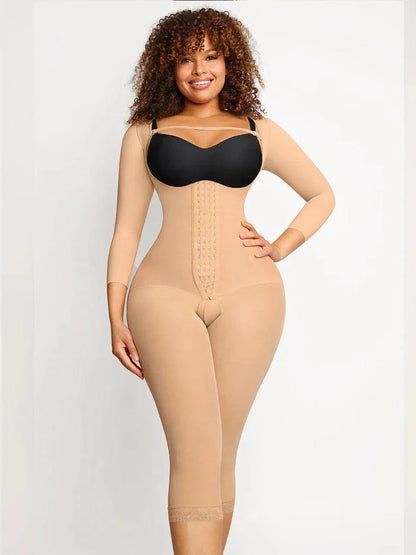 CurvyPower | UK bodysuit Beige / S Long Sleeve Shapewear Bodysuit with U-Shape Post-Surgical Bust Support