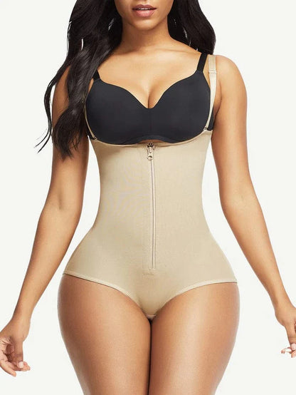 CurvyPower | UK bodysuit Beige / S Waist Trainer Shapewear with Front Zipper and Adjustable Strap Bodysuit
