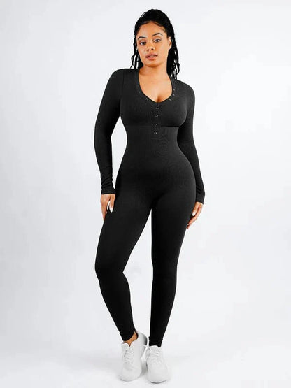CurvyPower | UK bodysuit Black / XS/S Full Body Deep V High Elastic Shaping Bodysuit