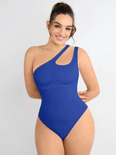 CurvyPower | UK bodysuit Dark Blue / XS/S One Shoulder Compression Shapewear Thong Bodysuit