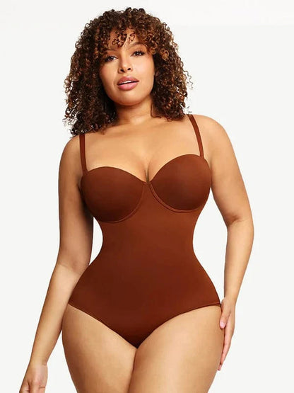 CurvyPower | UK bodysuit Dark Brown / S Bust Capped Shapewear Tummy Control Bodysuit